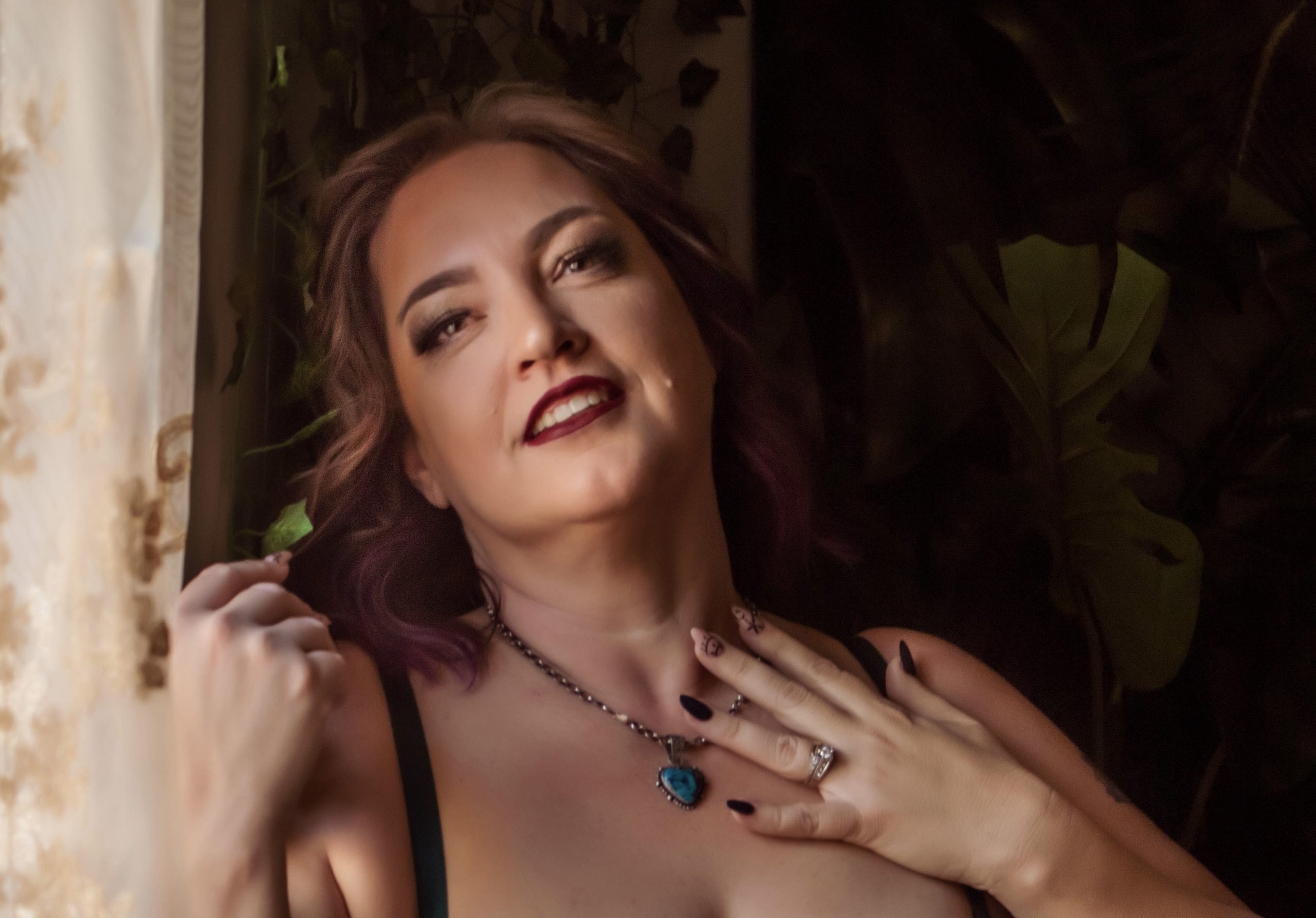 Michelle with hand on her chest